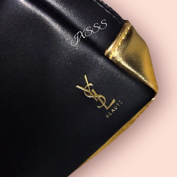 Black & Gold YSL (Yves Saint Laurent) Beauty Mini Cosmetic-Makeup Bag - Picture 5 of 16
